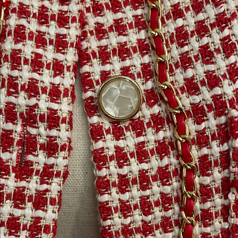 Endless Rose Red and White Houndstooth Blazer - Picture 3 of 4